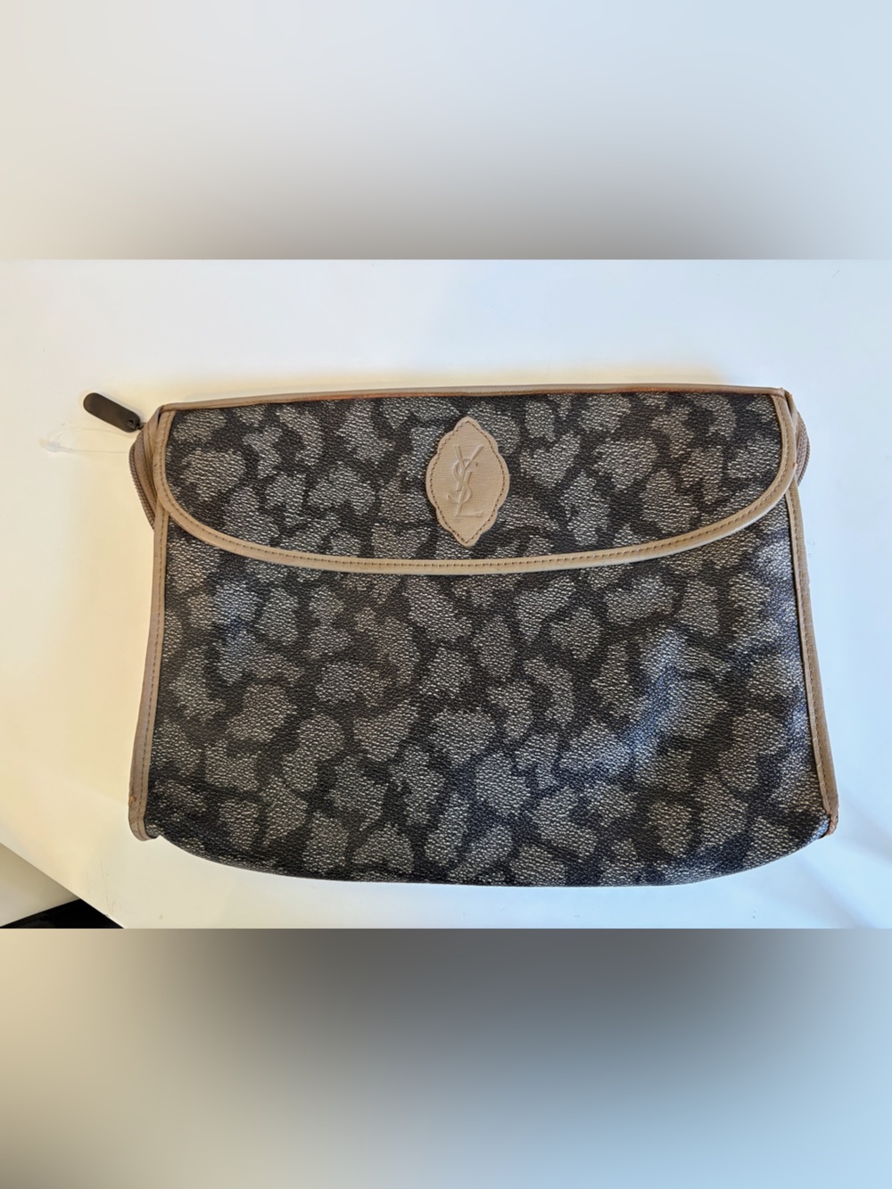 Vintage YSL Yves Saint Laurent Giraffe Print Pouch Clutch 1980s